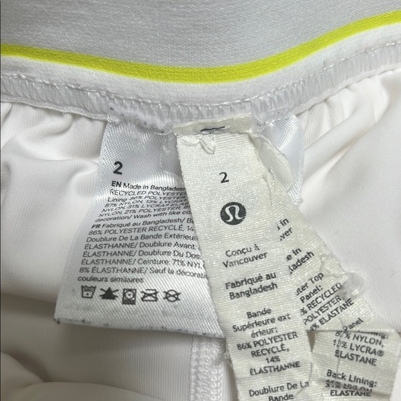 RARE Lululemon Athletica Court Rival White and Yellow Skirt - Picture 5 of 5
